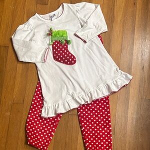 Festive Stocking Kids christmas Set - White and Red size 4 girls